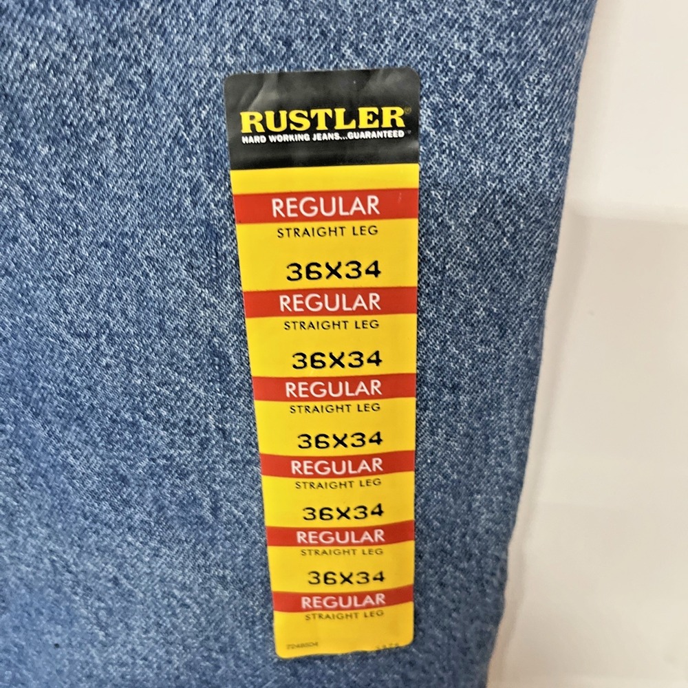 Rustler Jeans Men 36x34 NWT Regular Fit Straight Leg Heavyweight Denim - Picture 8 of 10